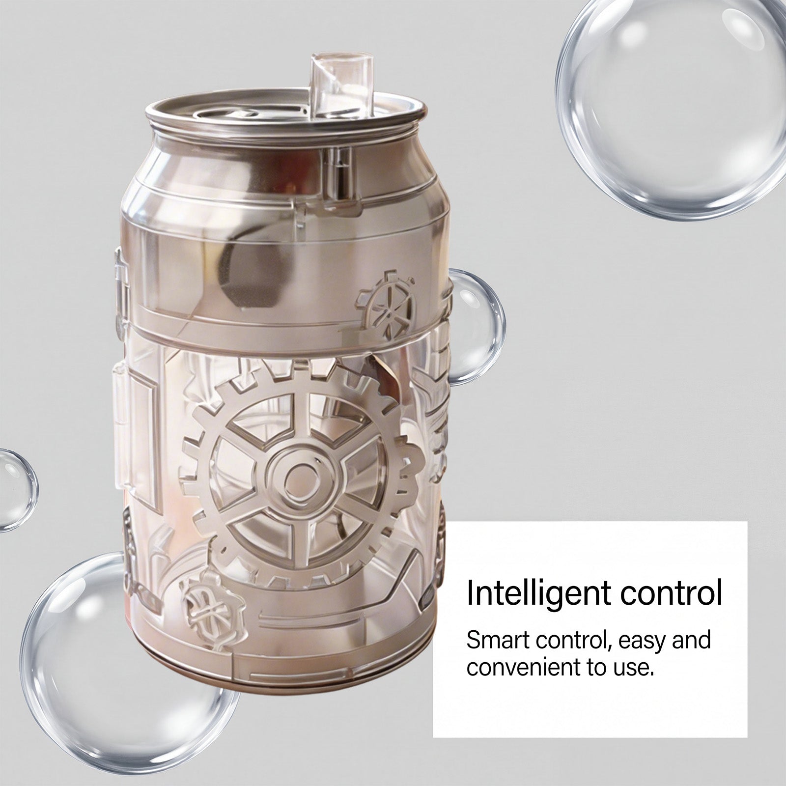 Close-up of aroma diffuser with mist effect and intelligent control design