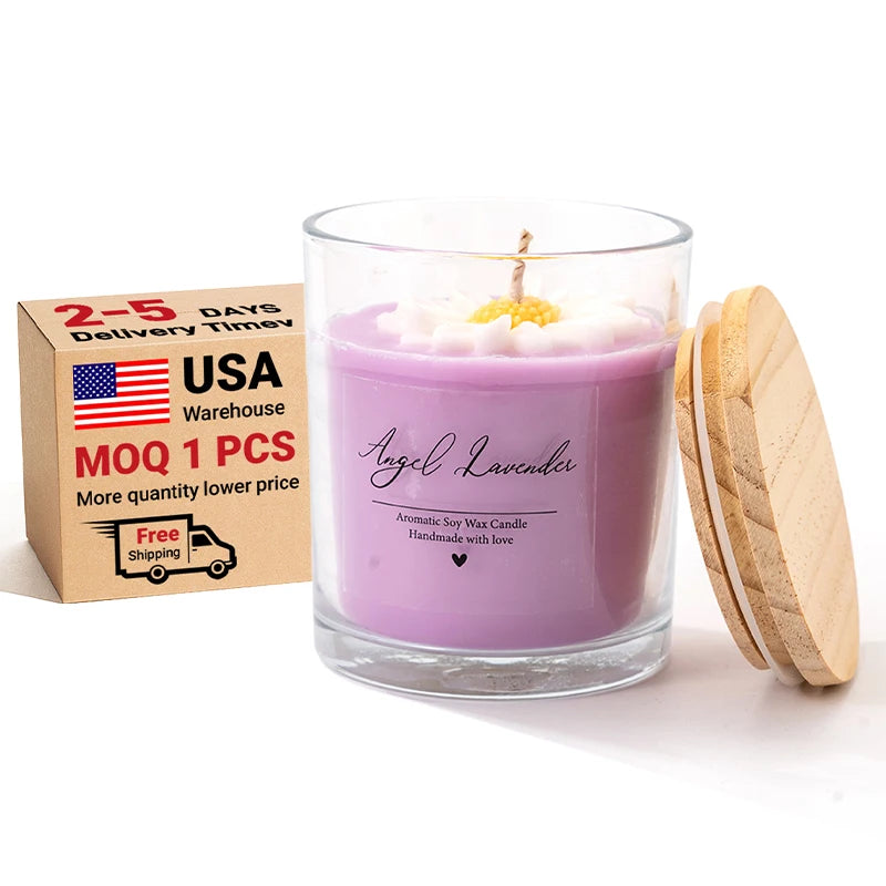 Lavender Floral Glass Jar Scented Candle