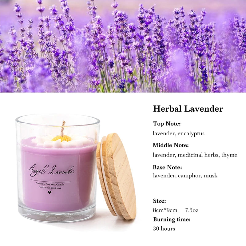 Lavender Floral Glass Jar Scented Candle